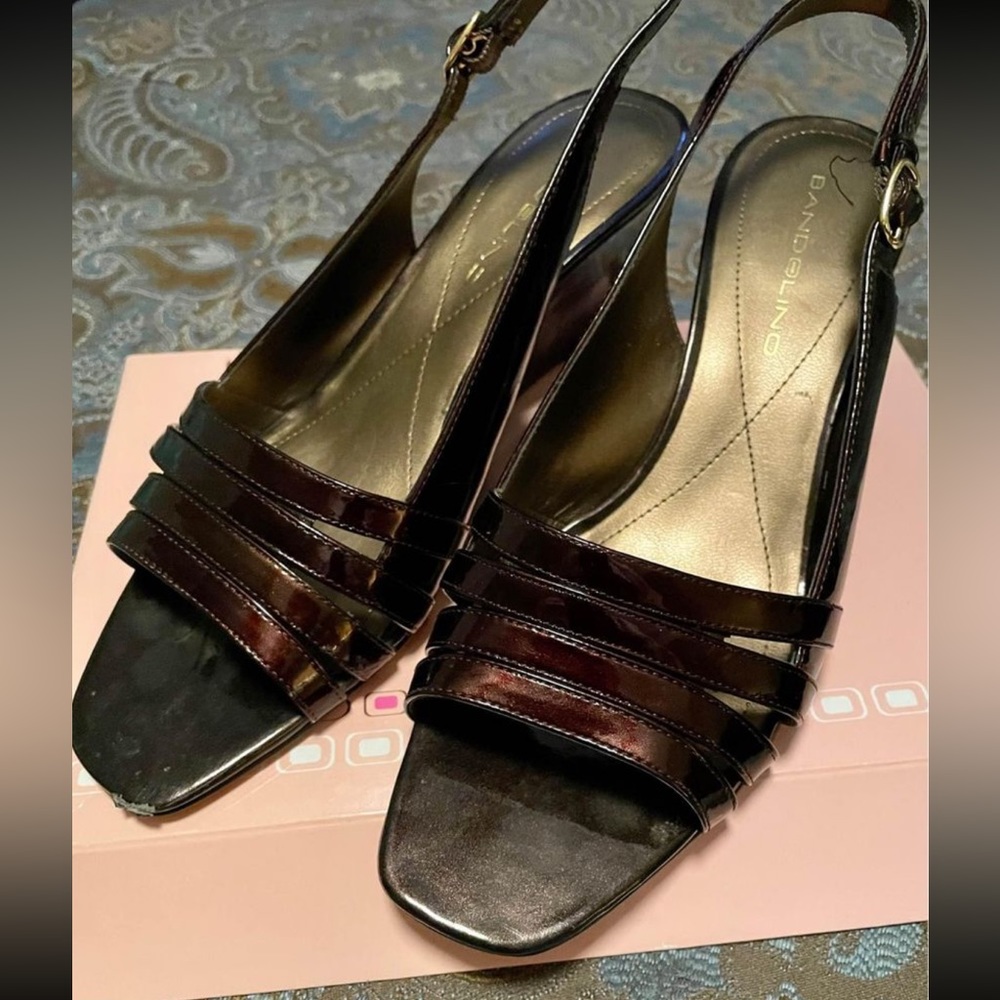 Bandolino Wedge Sandal - 
Bronze Patent Leather